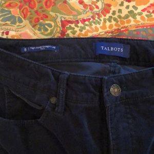 Talbots blue corduroy high waist straight leg curvy pants.